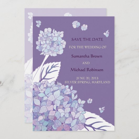 Sweet Hydrangeas Hochzeit speichern das Datum Einl Save The Date (Vorne/Hinten)