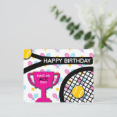 Sweet I Liebe Tennis pink und blau Tennis Geburtst Postkarte (Stehend Vorderseite)