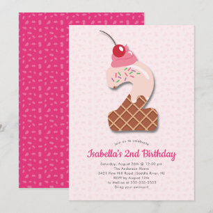 Sweet Ice Cream 2. Geburtstag Einladung