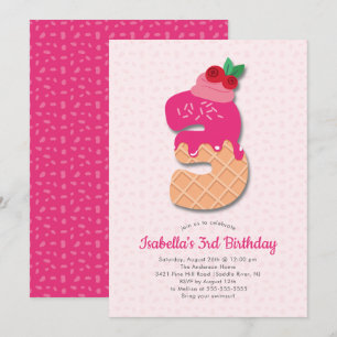 Sweet Ice Cream 3. Geburtstag Einladung