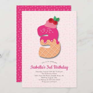 Sweet Ice Cream 3. Geburtstag Einladung