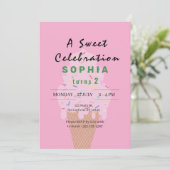 Sweet Ice Cream Birthday Einladung (Stehend Vorderseite)