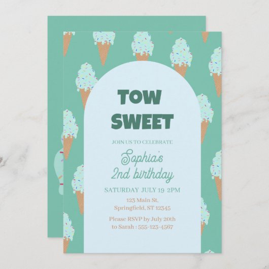Sweet Ice Cream Birthday Einladung (Vorne/Hinten)