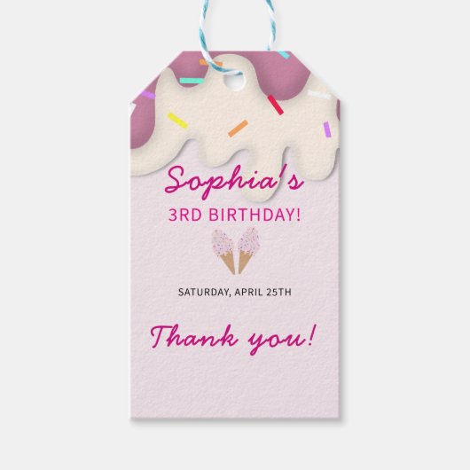 Sweet Ice Cream Birthday Geschenkanhänger (Vorderseite)
