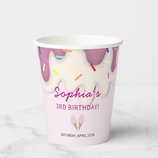 Sweet Ice Cream Birthday Pappbecher (Vorderseite)