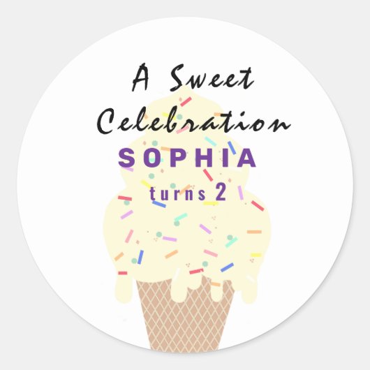 Sweet Ice Cream Birthday  Runder Aufkleber (Vorderseite)