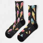 Sweet Ice Cream Chalk Zeichnend Muster Schwarz Socken (Links)