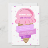 Sweet Ice Cream Pink Lila Geburtstag Einladung (Vorderseite)