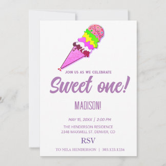 Sweet ICE CREAM Regenbogenfarben, Einladung