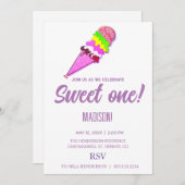 Sweet ICE CREAM Regenbogenfarben, Einladung (Vorne/Hinten)