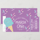 Sweet Ice Cream Sprinkles Geburtstag Ticket Party Einladung (Vorne/Hinten)