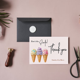 Sweet Ice Cream Summer Here Scoop Baby Dusche Dankeskarte