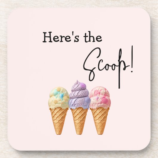 Sweet Ice Cream Summer Here Scoop Baby Dusche Getränkeuntersetzer (Vorderseite)