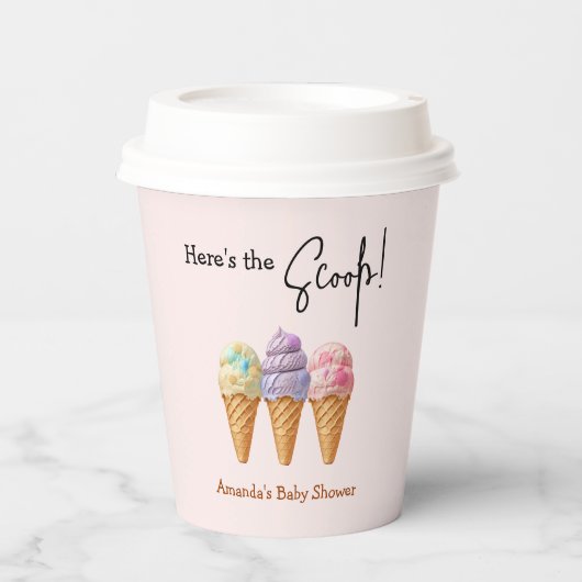 Sweet Ice Cream Summer Here Scoop Baby Dusche Pappbecher (Vorderseite)
