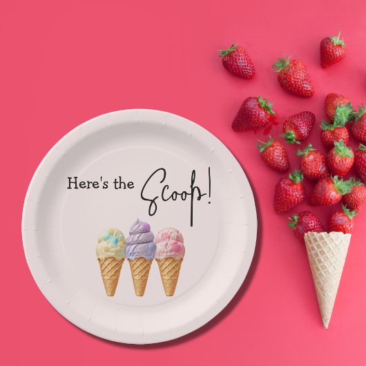 Sweet Ice Cream Summer Here Scoop Baby Dusche Pappteller