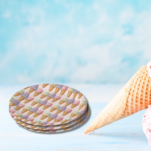 Sweet Ice Cream Summer Here Scoop Baby Dusche Pappteller