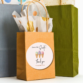 Sweet Ice Cream Summer Here Scoop Baby Dusche Runder Aufkleber