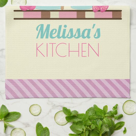 Sweet Ice Cream Sundae & Strawberry Float Geschirrtuch (Gefaltet)