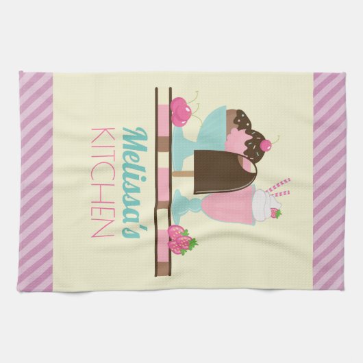 Sweet Ice Cream Sundae & Strawberry Float Geschirrtuch (Horizontal)