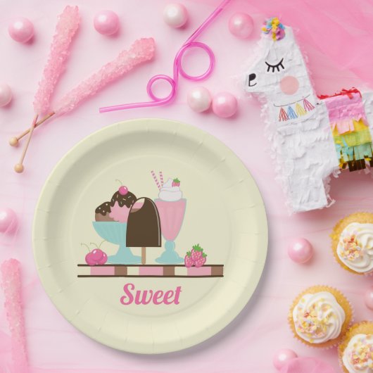 Sweet Ice Cream Sundae & Strawberry Float Pappteller (Party)