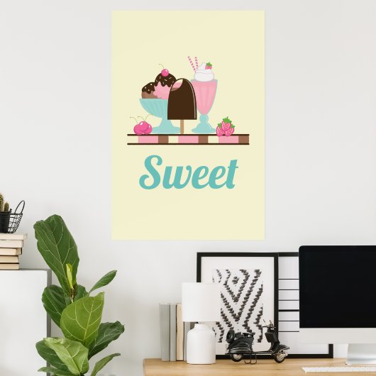 Sweet Ice Cream Sundae & Strawberry Float Poster (Heimbüro)