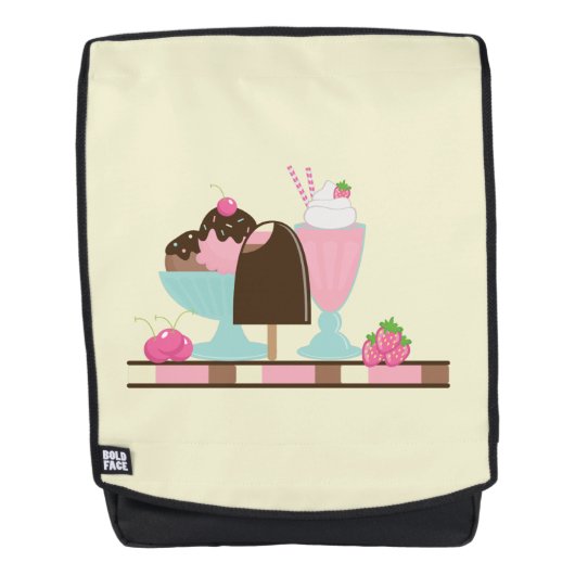 Sweet Ice Cream Sundae & Strawberry Float Rucksack (Vorderseite)