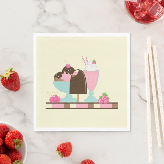 Sweet Ice Cream Sundae & Strawberry Float Serviette (Beispiel)