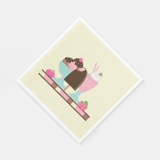 Sweet Ice Cream Sundae & Strawberry Float Serviette (Ecke)