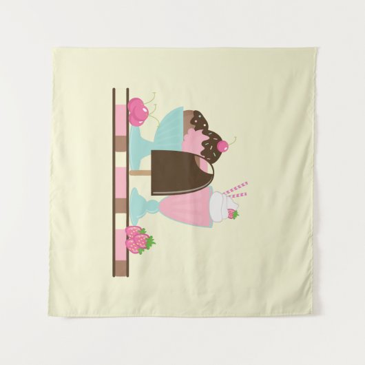 Sweet Ice Cream Sundae & Strawberry Float Wandteppich (Vorderseite (Horizontal))