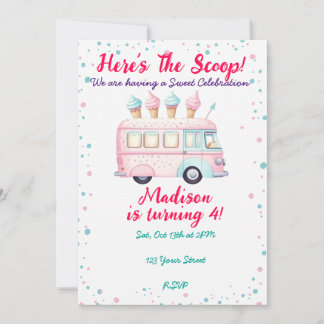 Sweet Ice Cream Truck Geburtstag Einladung
