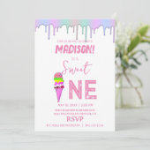 Sweet Ice Creme Regenbogenfarben, Einladung (Stehend Vorderseite)