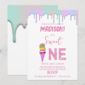 Sweet Ice Creme Regenbogenfarben, Einladung (Vorne/Hinten)