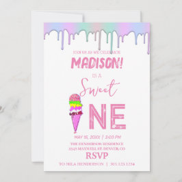 Sweet Ice Creme Regenbogenfarben, Einladung