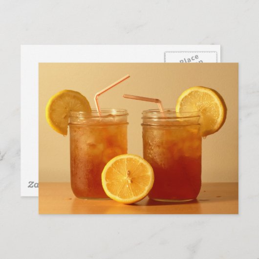Sweet Iced Tee in Mason Jars mit Straws Postkarte (Vorne/Hinten)