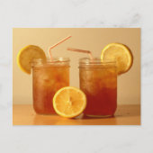 Sweet Iced Tee in Mason Jars mit Straws Postkarte (Vorderseite)
