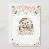 Sweet Igel Blush Pink Blues Bloral Gold Baby Dusch Einladung (Rückseite)