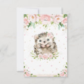 Sweet Igel Blush Pink Blumenblütendusche  Dankeskarte (Rückseite)