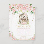 Sweet Igel Blush Pink Blumenblütendusche  Dankeskarte (Vorne/Hinten)