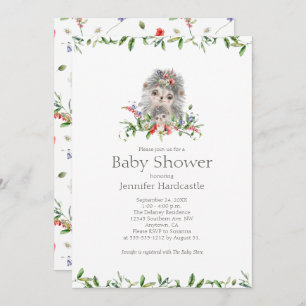 Sweet Igel Watercolor Floral Baby Dusche Einladung