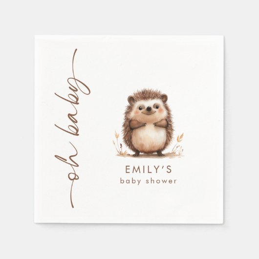 Sweet Igel Woodland Oh Baby Dusche Serviette (Vorderseite)
