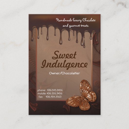 Sweet Indulgence Business Card für Chocolatiers Visitenkarte (Vorderseite)