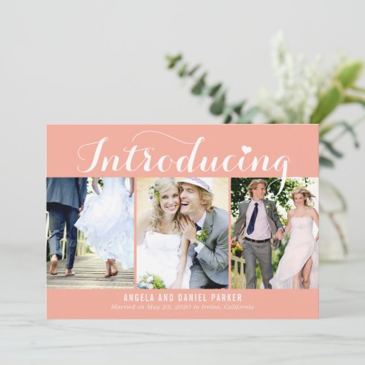 Sweet Introduction EDITABLE COLOR Wedding Announce Dankeskarte (Stehend Vorderseite)