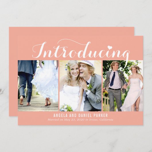 Sweet Introduction EDITABLE COLOR Wedding Announce Dankeskarte (Vorne/Hinten)