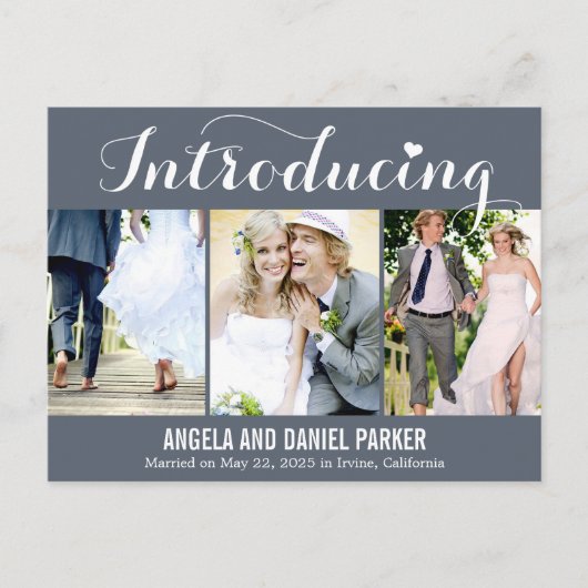 Sweet Introduction Wedding Announcement - Gray Ankündigungspostkarte (Vorderseite)