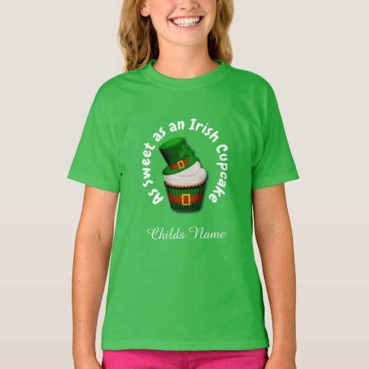 Sweet Irish Cupcake Personalisiert Boy oder Girl T-Shirt (Vorderseite)