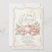 Sweet Is Brewing Blush Floral Baby Shower Tea Einladung (Vorderseite)
