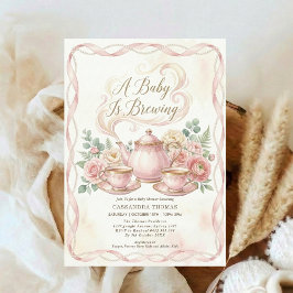Sweet Is Brewing Blush Floral Baby Shower Tea Einladung
