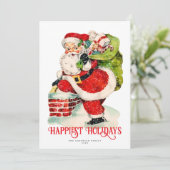 Sweet Jolly Santa Vintag Non-Foto-Ferienkarte (Stehend Vorderseite)
