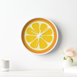 Sweet Juicy Orange Tropical Fruit Slice Kitchen Uhr