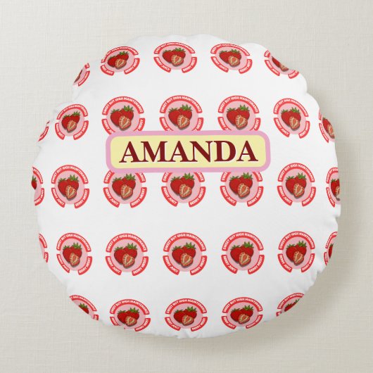 Sweet Juicy Strawberries Sommerfrüchte Rundes Kissen (Vorderseite)